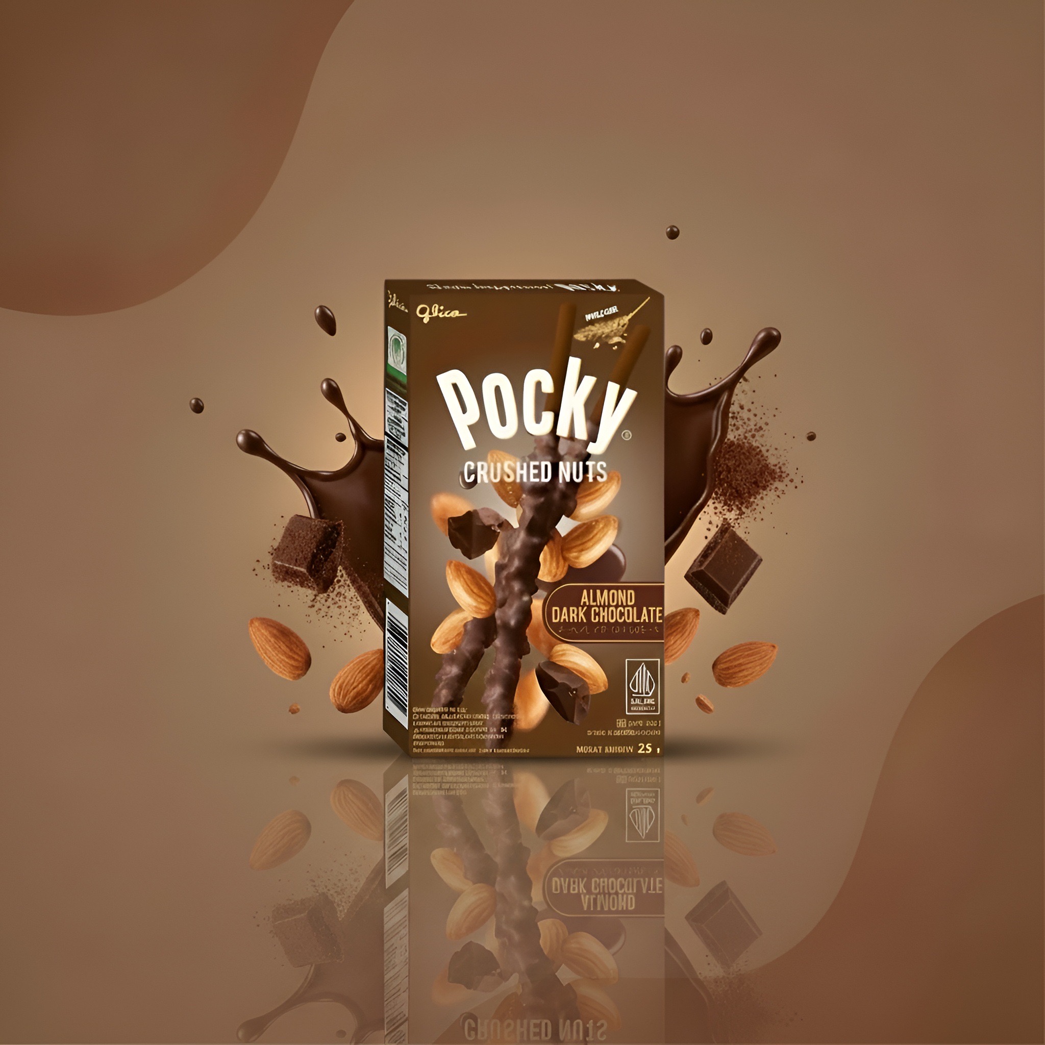 Pocky Almond Dark Chocolate, палочки в тёмном шоколаде с миндалём, 25 г