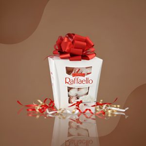 Raffaello, конфеты с миндалём и кокосом (коробка-домик с бантом), вес уточнить